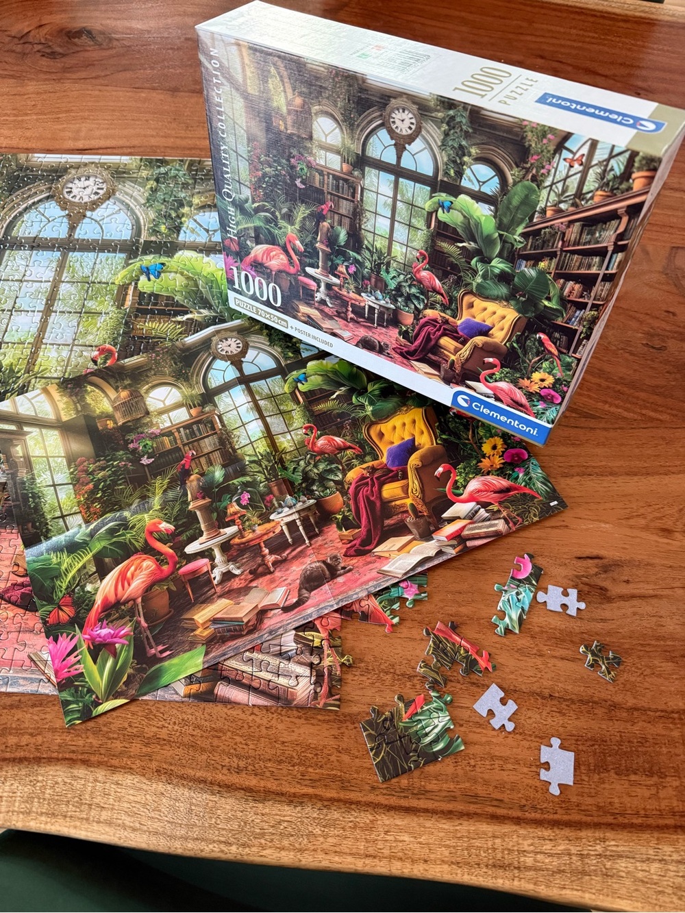 Flamingo Conservatory 1000-Piece Jigsaw Puzzle - Pink & Green - Clementoni